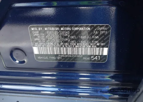 2020 Mitsubishi Outlander Se 2.4 z USA, uszkodzony, nr VIN JA4AD3A34LZ003657